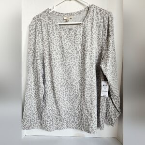 NWT Style & Co Heather Leopard Long Sleeve Tee